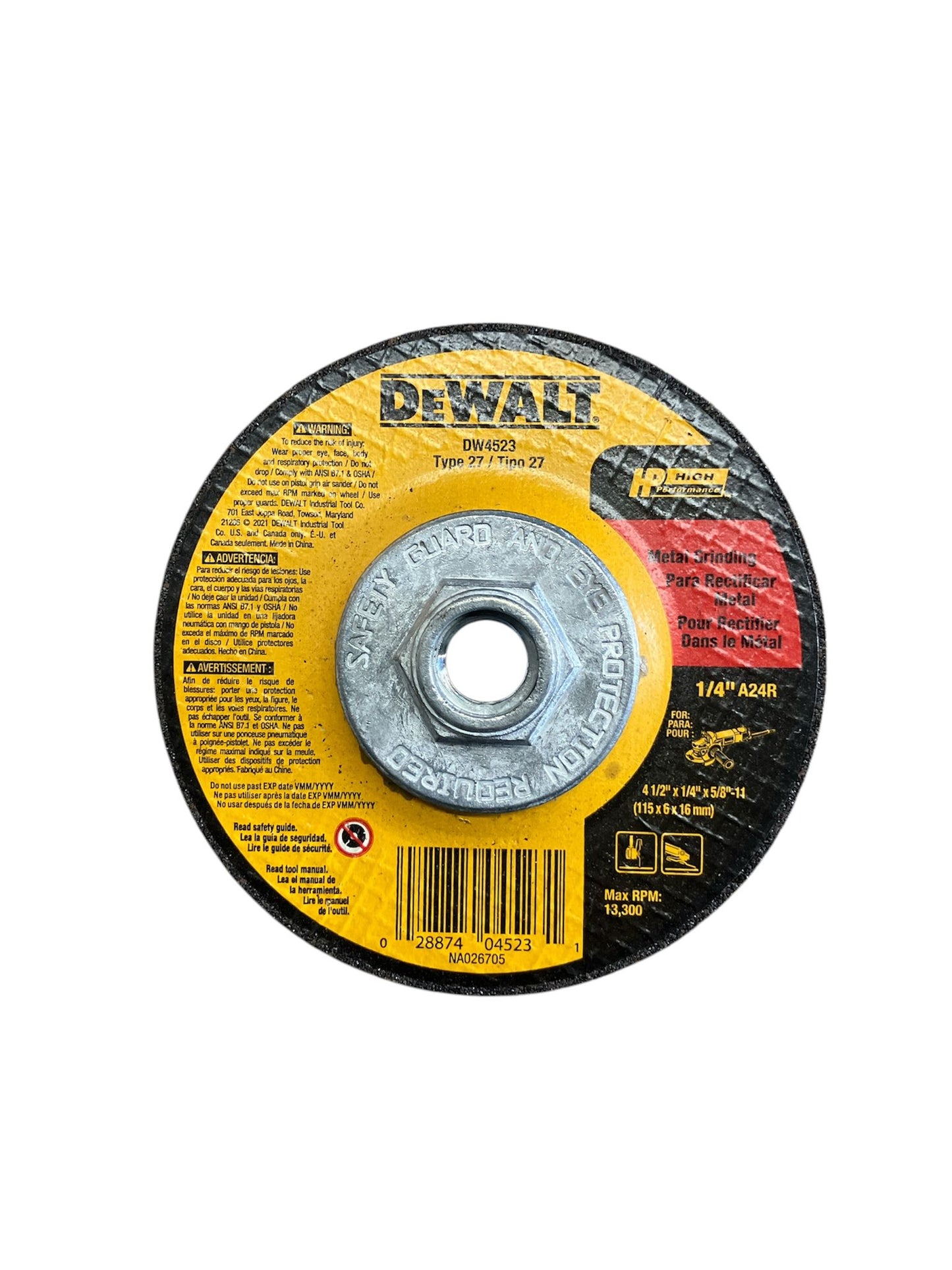 DW4523 4-1/2 x 1/4 X 5/8-11 GRINDER WHEEL